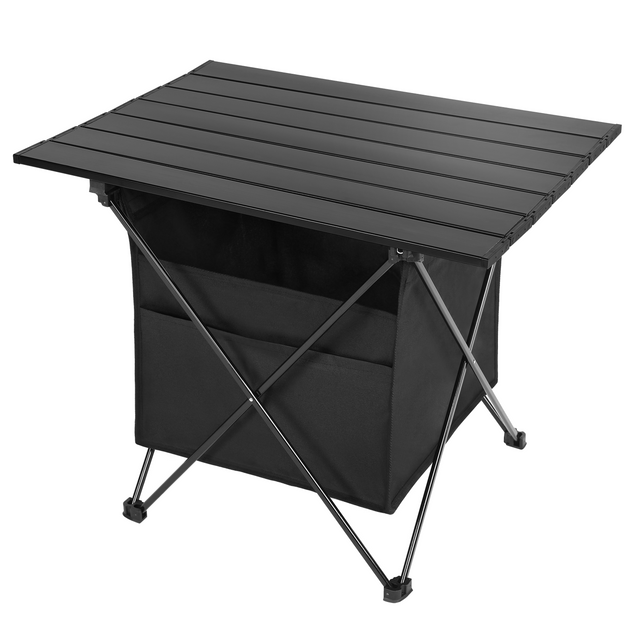 YSSOA Portable Folding Aluminum Alloy Table with High-Capacity Storage and Carry Bag for Camping, Traveling, Hiking, Fishing, Beach, BBQ, Small, Black