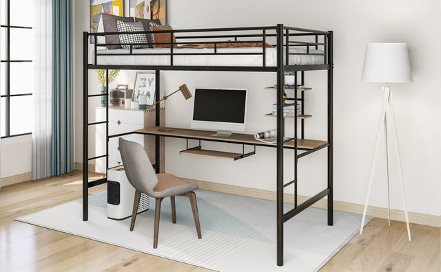 Loft Bed with Desk and Shelf , Space Saving Design,Twin（OLD SKU:MF193081AAB）