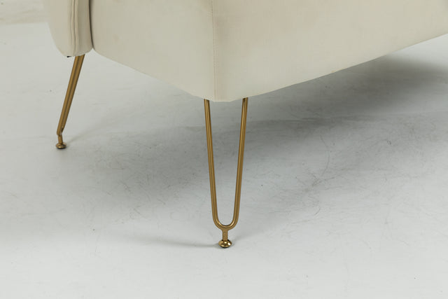 Twin Size Love seat Accent Sofa with Golden Metal Legs, Living Room Sofa with Tufted Backrest, 600 Pounds Weight Capacity