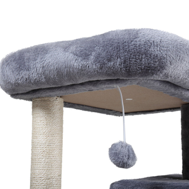 Double-layer cat Tree with cat house and ladder - light gray