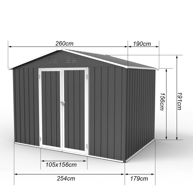 Metal garden sheds 6ftx8ft outdoor storage sheds Grey