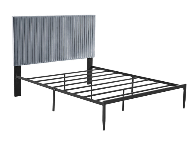 B110 Queen bed Beautiful line stripe cushion headboard  Strong iron frame with high temperature paint
