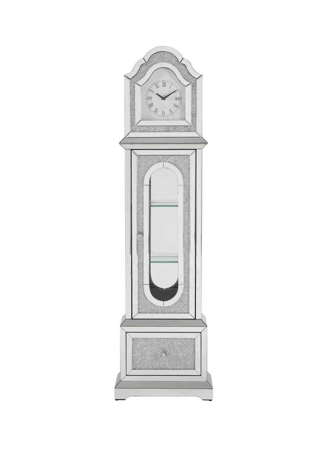 ACME Noralie GRANDFATHER CLOCK W/LED Mirrored & Faux Diamonds AC00347