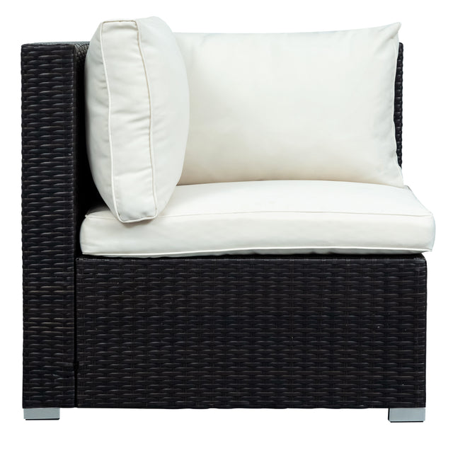 U_STYLE Patio Furniture Sets, 8-Piece Patio Wicker Corner Sofa with Cushions, Ottoman and Coffee Table