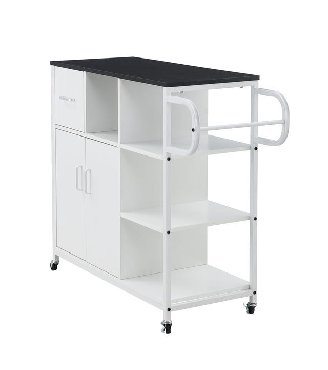 KITCH storage cabinet WHITE-Black, move with roller..