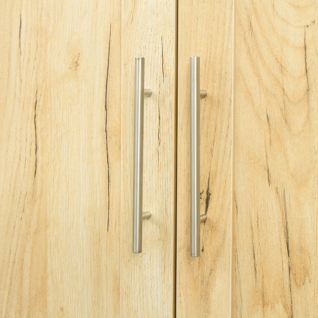 High wardrobe and kitchen cabinet with 2 doors and 3 partitions to separate 4 storage spaces,Oak