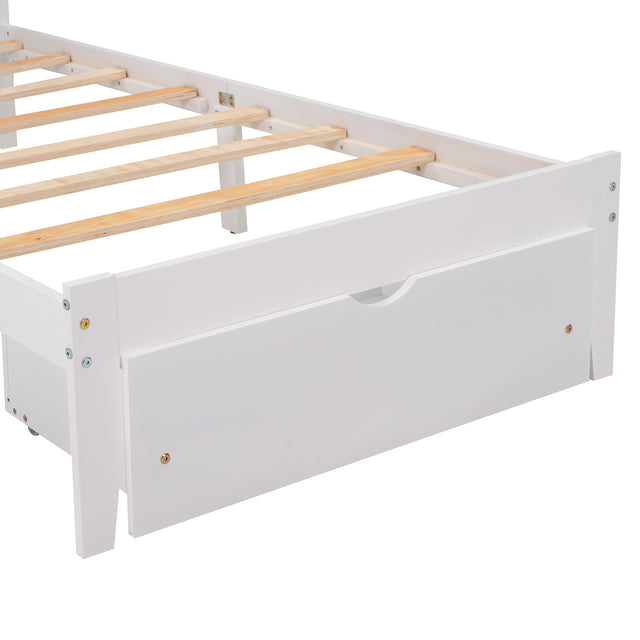 Twin Size Platform Bed with Drawer, White(New SKU:WF288467AAK)