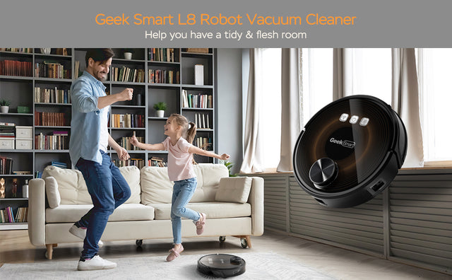 Geek Smart L8 Robot Vacuum Cleaner and Mop, LDS Navigation, Wi-Fi Connected APP, Selective Room Cleaning,MAX 2700 PA Suction, Ideal for Pets and Larger Home(Banned from selling on Amazon)