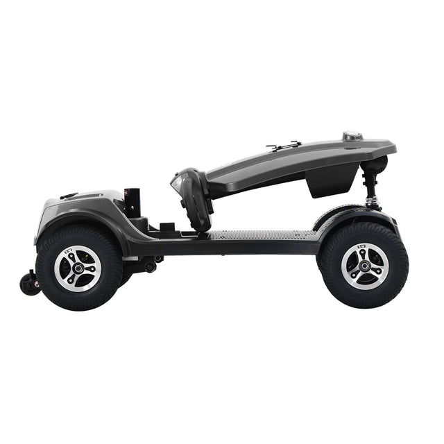W429S00022 MAX PLUS GREY  4 Wheels Outdoor Compact Mobility Scooter with 2pcs*20AH Lead acid Battery, 16 Miles, Cuo Holders & USB charger Port