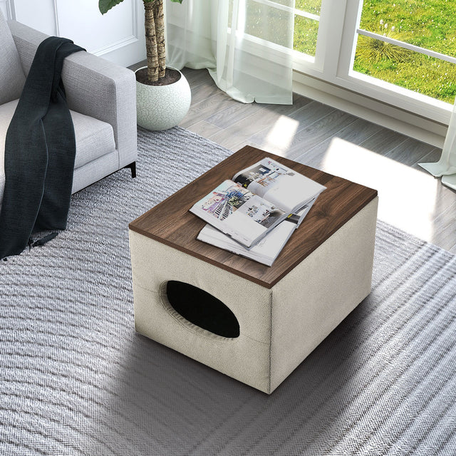 [Video] Welike Waterproof, oil-proof, scratch-proof 25"W Modern design hollow storage ottoman, upholstery, coffee table, two small footstools, easy storage and wide use