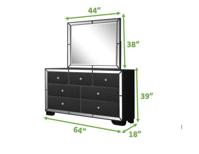 Madison Upholstery Dresser Made With Wood in Black Color