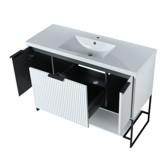 48 Inch Freestanding Bathroom Vanity With Resin Basin,48x18-BVA01148WH