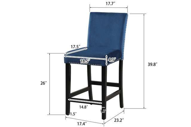 5-piece Counter Height Dining Table Set with One Faux Marble Dining Table and Four Upholstered-Seat Chairs,for Kitchen and Living room,Table : 42"L x42"Wx36"H,Chair:18.5"Wx23.2"Dx39.8"H,  Blue