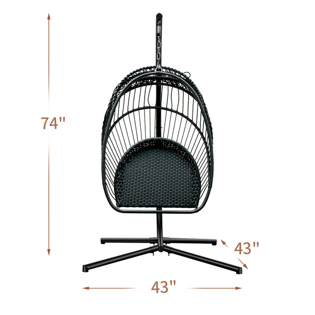 Patio Rattan Four Corners Single Hanging Egg Chair patio outdoor
