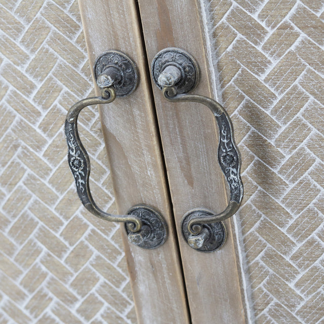 Weathered Wood Cabinet with 1 Drawer and 2 Doors Vintage Accent Storage Chest for Entryway, Living Room