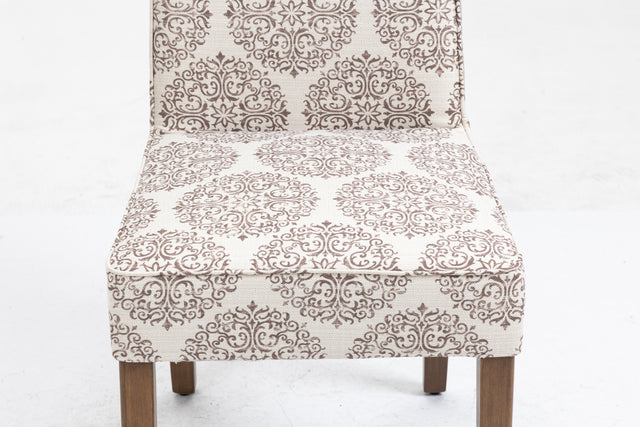 Cover Removable Interchangeable and Washable Coffee Medallion Fabric Upholstered Parsons Chair with Solid Wood Legs 2 PCS