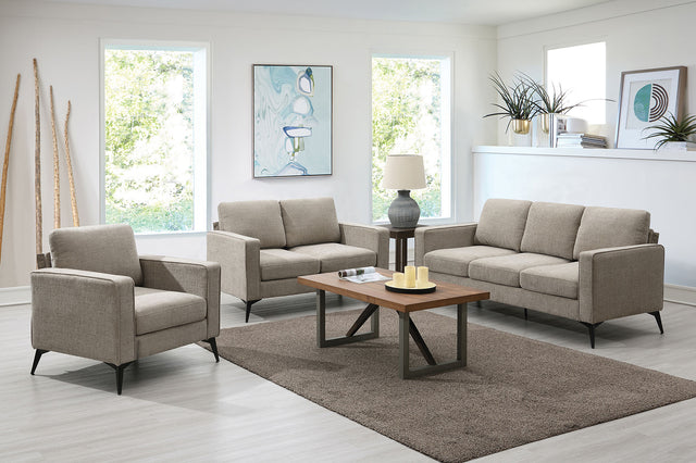 [VIDEO provided] [New]Modern 3-Piece Sofa Sets with Sturdy Metal Legs,Chenille Upholstered Couches Sets Including 3-Seat Sofa, Loveseat and Single Chair for Living Room Furniture Set (1+2+3 Seat)