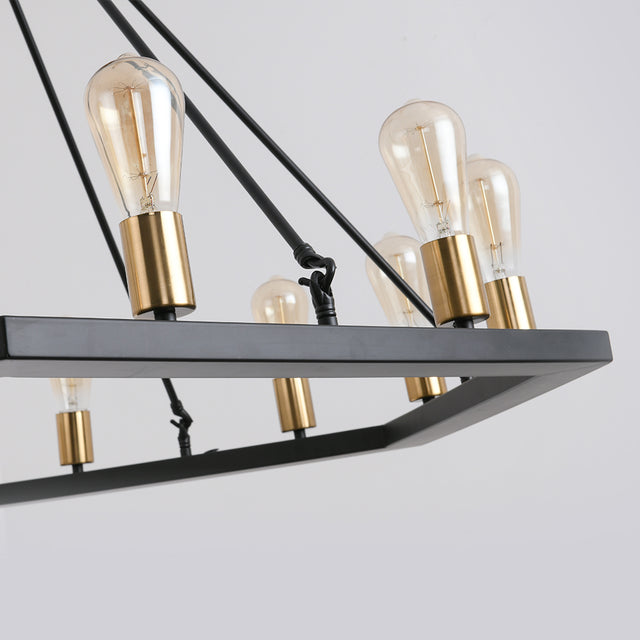 Modern American hexagonal black chandelier 12 bulbs