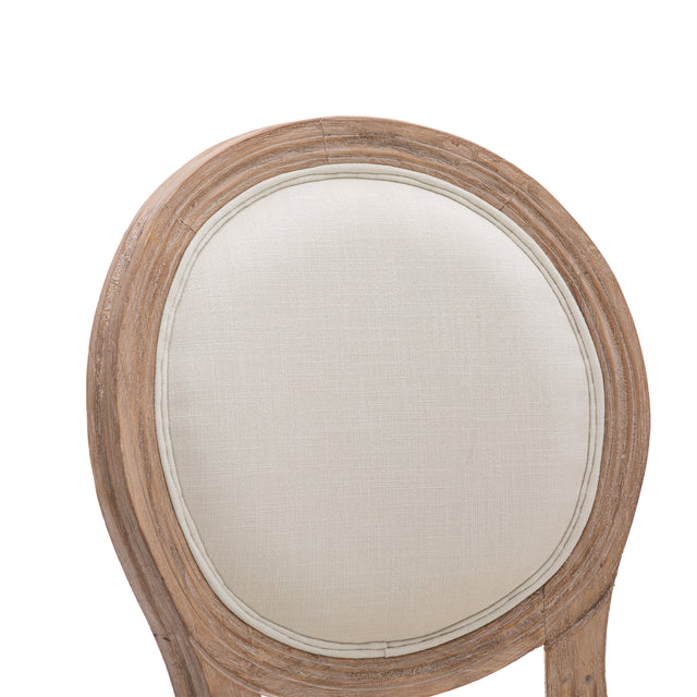 Hengming French Country Wooden Barstools  With Upholstered Seating , Beige and Natural ，Set of 2