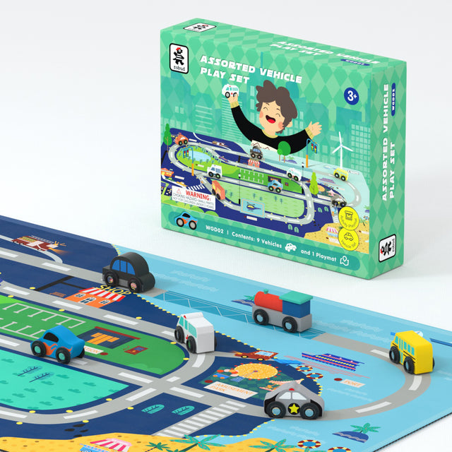 Wooden Train Set Wooden Train Track Set with Mat，city series( 10PCS an order）