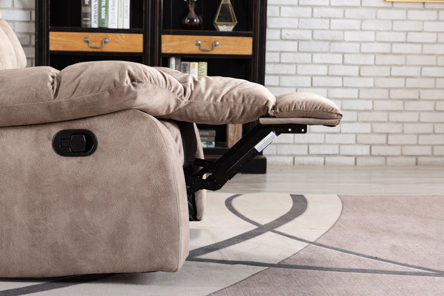 Recliner Chair Overstuffed, Manual Reclining Single Couch Wide Seat with Thickened Headrest and Back (Camel)