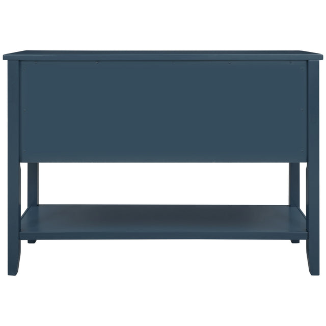 TREXM  Cambridge Series Buffet Sideboard Console Table with Bottom Shelf (Light Navy)