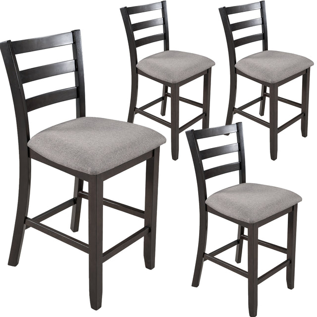 TREXM Set of 4 Wooden Counter Height Dining Chair with Padded Chairs, Espresso