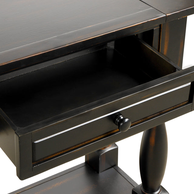 TREXM Console Table 64" Long Extra-thick Sofa Table with Drawers and Shelf for Entryway, Hallway, Living Room (Distressed Black)