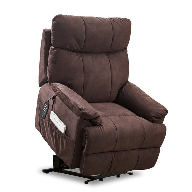Large size Electric Power Lift Recliner Chair Sofa for Elderly, 8 point vibration Massage and lumber heat, Remote Control, Side Pockets, cozy fabric, overstuffed arm, heavy duty 230LB