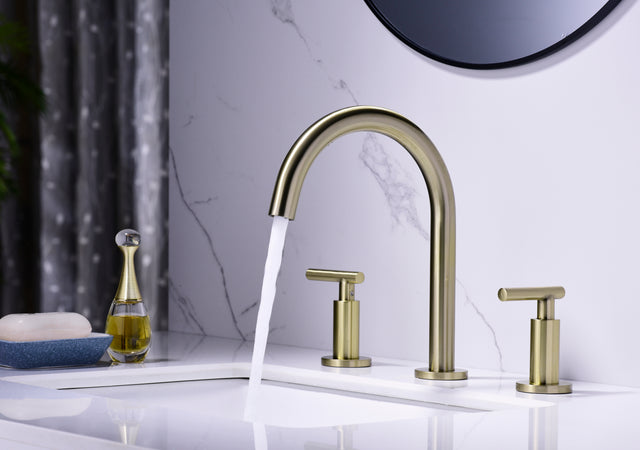 Two Handle High Arc Widespread Bathroom Sink Faucet 3 Hole