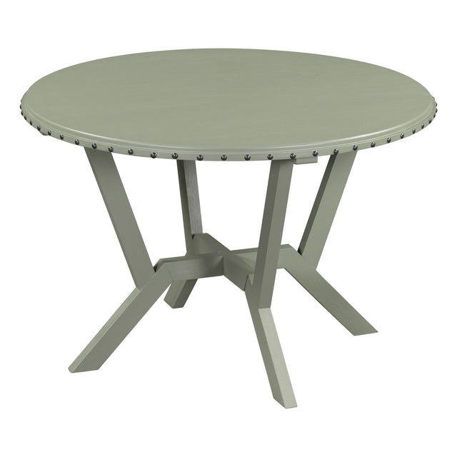 TOPMAX Mid-Century Round Table with Cross Legs for Small Places, Kitchen, Studio, Green