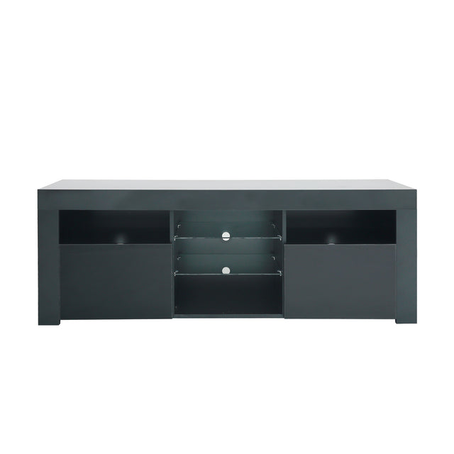 145 Modern 57" TV Stand Matte Body High Gloss Fronts with 16 Color LEDs