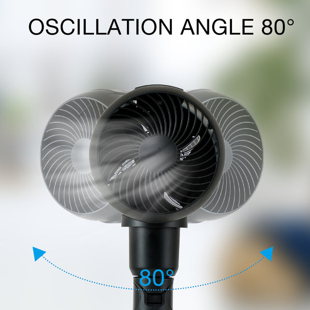 Simple Deluxe Metal Drum Jet Fan, Indoor and Outdoor Pedestal Fan, 6-speed Rotatable Fan, with Remote Control, Suitable for Bedroom, Living Room and Office, Black-7 Inch, 7B