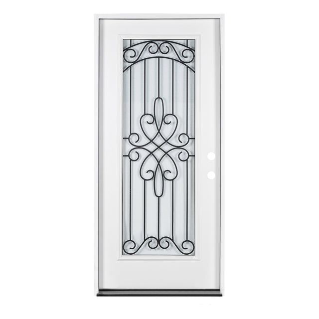 37.5inx81.5in Left Hand Inswing Wrought Iron Fiber Glass Prehung Entry Door .