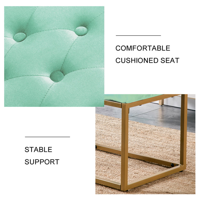 Velvet Shoe Changing Stool,Light green Footstool, Square Vanity Chair, Sofa Stool,Makup Stool .Vanity Seat ,Rest Stool. Piano Bench.Suitable for Clothes Shop,Living Room, Porch, Fitting Room Bedroom