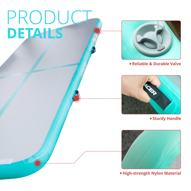 inQracer Gymnastics Mat Air Mats 10ft, Inflatable Tumbling Mat Tumble Track Air Floor with Electric Air Pump for Kids Home Use/Cheerleading/Gym/Outdoor/Yoga/Water Use, Green