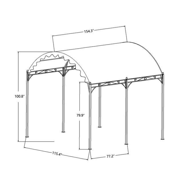TOPMAX Outdoor Patio 13ft.Lx10ft.W Iron Carport Shelter Garage Tent, Garden Storage Shed with Anchor Kit, White