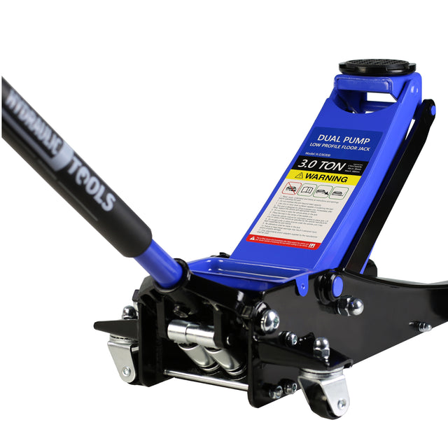 3t Low Profile Jack, Blue and Black, Ultra Low Floor Jack  with Dual Pistons Quick Lift Pump, Car Jack Hydraulic AutoLifts for Home Garage, Truck Jack Hydraulic