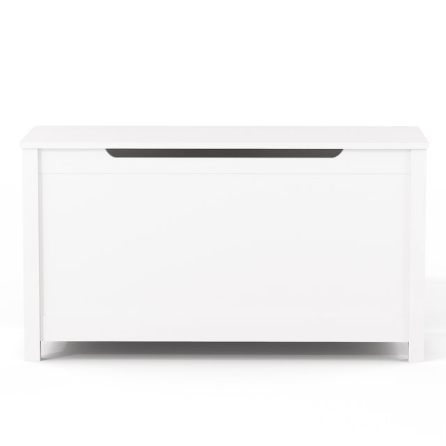 Kids Wooden Toy Box Storage with Safety Hinged Lid for Ages 3+ (White)