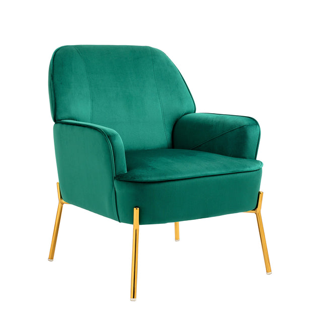 Velvet Accent Upholstered Chair, Living Room Chair, Modern Reception Arm Chair with Golden Legs for Bedroom Reading Room