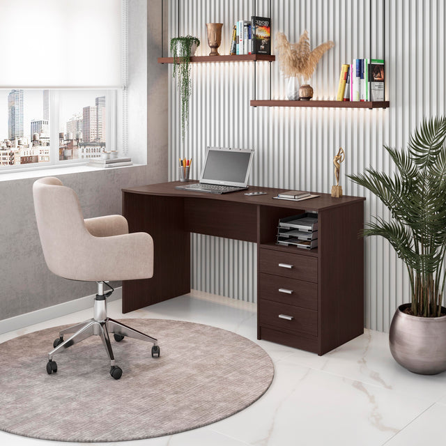 Techni Mobili Classic Computer Desk with Multiple Drawers, Wenge