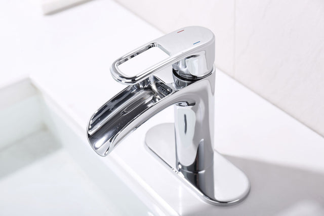Bathroom Faucet Waterfall Bathroom Faucet Pop Up Drain Bathroom Sink Faucet,Faucet for Bathroom Sink,Single Handle Single Hole Bathroom Faucets