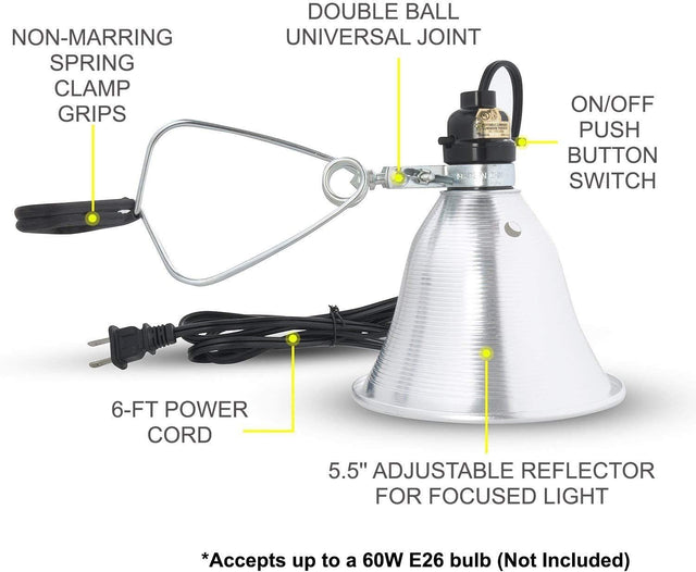 Simple Deluxe HIWKLTCLAMPLIGHTSX12 12-Pack Clamp Lamp Light with 5.5 Inch Aluminum Reflector up to 60 Watt E26/E27 (no Bulb Included) 6 Feet 18/2 SPT-2 Cord, Silver