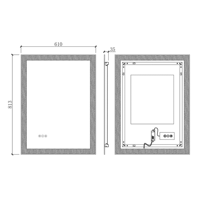 2432 Bathroom LED mirror Anti- fog mirror with button