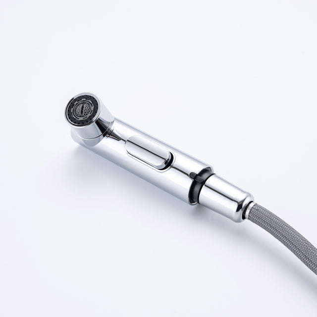 Single Hole Bathroom Faucet with Pull Out Sprayer, Dual Spray Modes, Solid Brass Polished Chrome Bathroom Faucet for Sink, Modern One Handle Bath Vanity Faucet with Face Basin Mixer Tap\\nVisit the YI