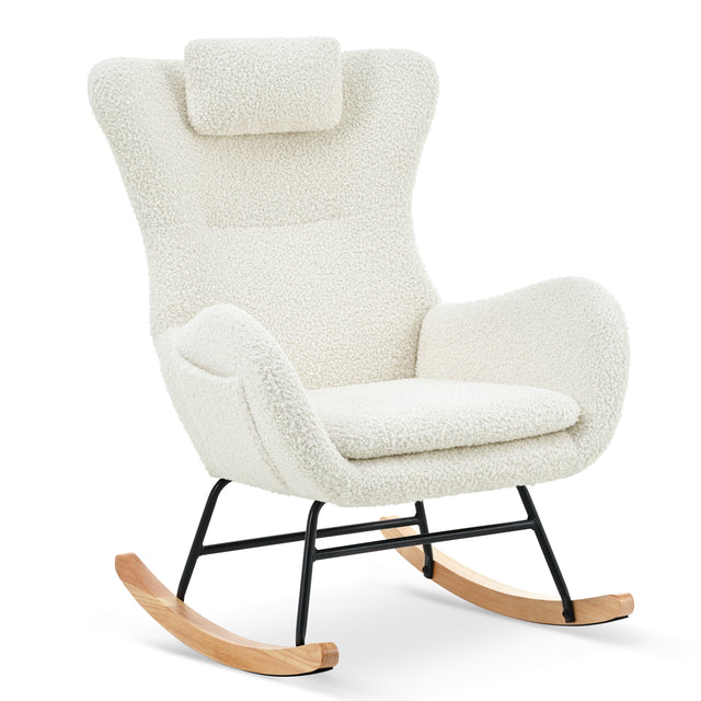 Rocking Chair - with rubber leg and cashmere fabric, suitable for living room and bedroom