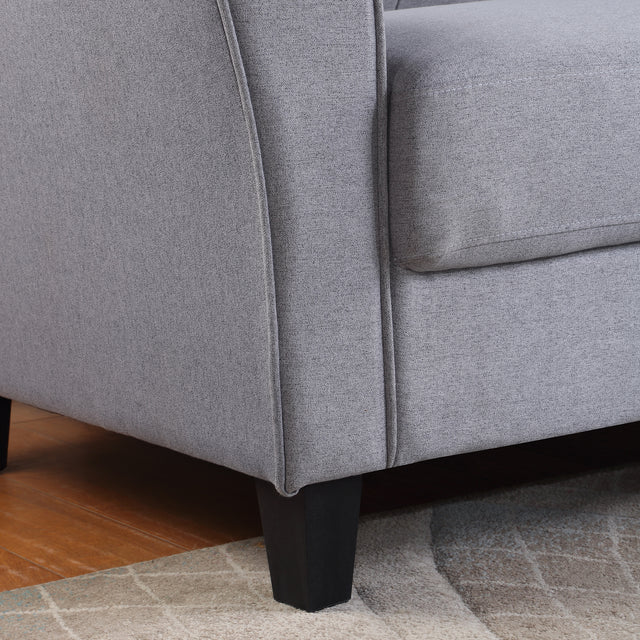 Modern Living Room Sofa Set Linen Upholstered Couch Furniture for Home or Office ,Light Grey-Blue,(1+3-Seat,Old Sku:SG000371AAA)