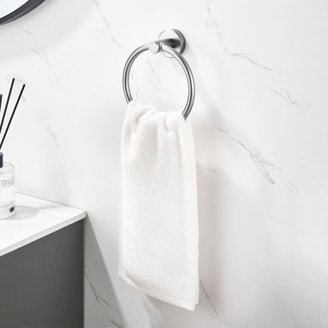 Bathroom Hardware Set, Thicken Space Aluminum 6 PCS Towel bar Set- Gun Grey 24 Inches Wall Mounted