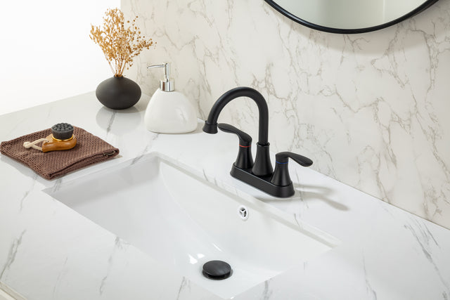 2-Handle Lavatory Faucet Brushed Nickel Bathroom Sink Faucet with Metal Pop-up Drain and Faucet Supply Lines