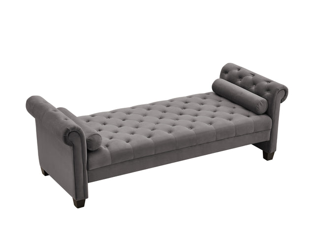 2038   Gray Rectangular Large Sofa Stool